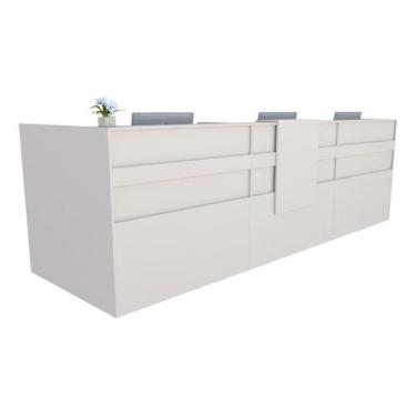 Imagem de Balcão em L Recepção Caixa 316cm Branco - Linha Premium  1.1 - Marcena