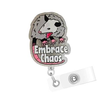 Imagem de Carretel de crachá Emberce Chaos Ogambá – Clipe de crachá fofo com clipe de identificação jacaré para crachá de nome de enfermeira médica, suporte de crachá para professores de enfermagem, assistente