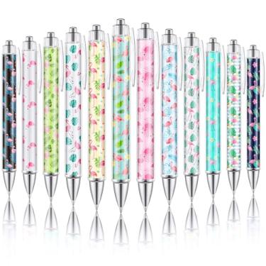 Imagem de Dispowreath 12 peças de presentes de flamingo para amantes de flamingo para amantes de animais, presente de verão, linda flor, caneta esferográfica retrátil de tinta preta de 1,0 mm para estudantes