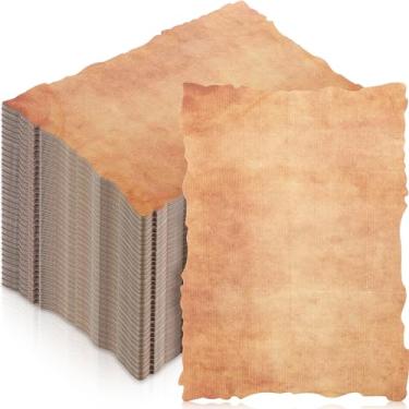 Imagem de Harloon 200 folhas de papel vintage de algodão aquarela cartolina em branco 200 g/m² de borda grossa papel virgem com borda antiga para desenho, escrita, impressão, cartões de convites decorativos (5