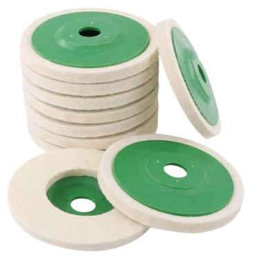Imagem de 10 peças 100mm 4 polegadas lã polimento roda polimento almofadas ângulo moedor feltro lixar disco para metal mármore vidro abrasivo ferramenta, grosso, 1