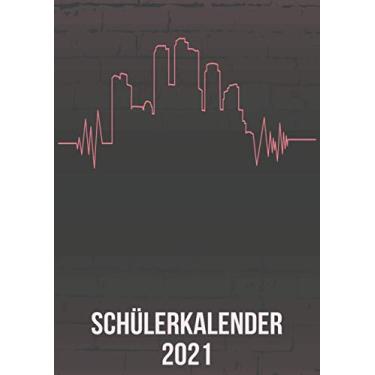 Imagem de Schülerkalender 2021: DIN A4 Kalender von 01/2021-12/2021 1 Tag = 1 Seite mit großem Tageskalender und großartiger Übersicht. Monatsübersicht, ... / Urban Stadt Gebäude heartbeat herzschlag