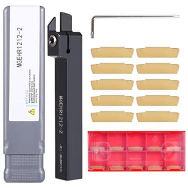 Imagem de Ferramentas de torneamento de lã, conjunto de 3 peças de ferramentas de torneamento com 10 peças de inserções de carboneto CCMT0602 + 3 chaves, V-T004-SKD-1-10D, MGEHR1212-2+ 10pcs MGMN200 Carbide Inserts