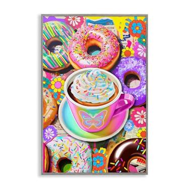 Imagem de Stupell Industries Donuts pastel e caneca de café emoldurada giclée design de arte de parede por Jess Stempel, moldura cinza, 50 x 76 cm