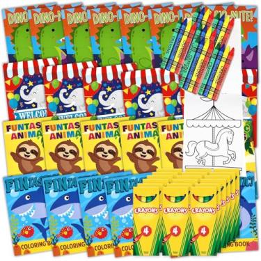 Imagem de Livros de colorir e giz de cera para crianças de 4 a 8 anos, mini livro de colorir para lembrancinhas de festa, brindes para crianças | Atividade de viagem em sala de aula (pacote com 72), minilivros