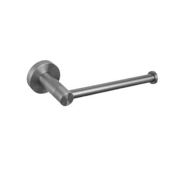 Imagem de Conjunto de acessórios para banheiro cinza Kit de acessórios de aço inoxidável Suporte de parede redondo Barra de mão Suporte de rolo de papel higiênico Gancho de toalha de roupão, Suporte de pap