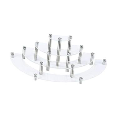 Imagem de UGPLM Suporte de sobremesa de acrílico, suporte de meia-lua, organizador de bonecos de 4 camadas, suporte transparente para produtos, prateleira para