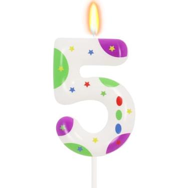 Imagem de Topo de bolo de aniversário com tema de desenho animado número 5 velas de desenho animado dois infinitos e além decorações de aniversário astronauta robô brinquedo desenho animado suprimentos para