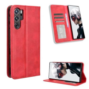 Imagem de Kukoufey Capa protetora compatível com Nubia Red Magic 9 Pro+, compatível com Nubia Red Magic 9S Pro+, capa carteira de couro flip compatível com Nubia Red Magic 9 Pro NX769J capa vermelha