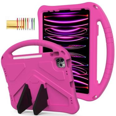 Imagem de Capa infantil para iPad Pro de 11 polegadas 2022/2021/2020/2018, iPad Air 5ª/4ª geração com suporte para lápis, Techcircle leve à prova de choque com alça de espuma vinílica acetinada com suporte,