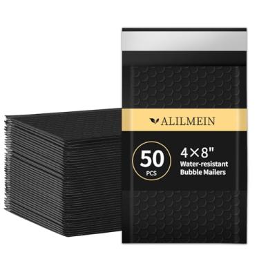 Imagem de Alilmein Embalagem com 50 envelopes pequenos com bolhas de 10 x 20 cm, envelopes acolchoados à prova d'água para cartões postais, joias, maquiagem e embalagens para pequenas empresas