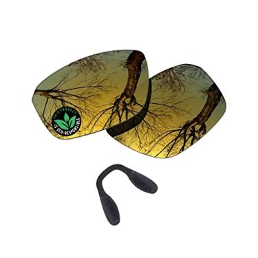 Imagem de Raydi Lentes de reposição de policarbonato e protetores de nariz para óculos de sol retangulares Oakley Split Shot OO9416 - Espelho dourado 24K - Polarizado