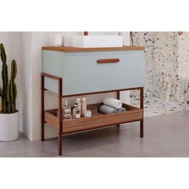 Imagem de Balcão P- Banheiro Portinari 1 Porta C- Cuba 80cm Pistache-freijo - Mgm