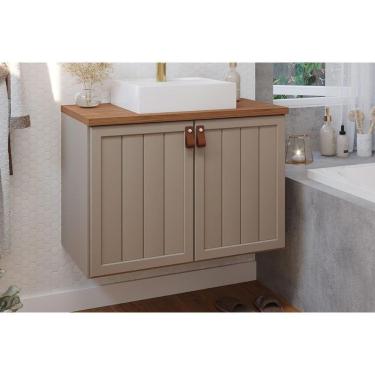 Imagem de Bancada De Banheiro Balcão Alure 2 Portas C- Cuba 80cm Cappuccino-freijo - Mgm