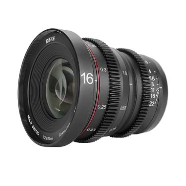 Imagem de MEKE 16 mm T2.2 Grande abertura foco manual Prime baixa distorção 4K mini lente cinética para micro quatro terços M4/3 MFT, compatível com câmeras Olympus/Panasonic Lumix e BMPCC 4K Zcam E2 GH5 GH6