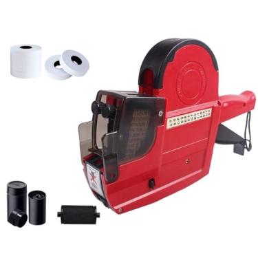 Imagem de HopingMore Pistola de etiqueta de preço de 20 dígitos com letras A-Z, etiquetadora de preços com 5 rolos/2800 adesivos, 3 tintas, máquina de fazer etiquetas para escritório, varejo, mercearia,