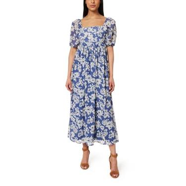 Imagem de WallFlower Vestido maxi feminino Eliza plissado de chiffon com manga bufante, Cinza, M