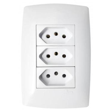 Imagem de Conjunto Tomada Tripla 10A 4X2-Blux Home Branco -Bh10723-9Br