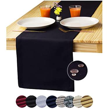Imagem de Akutana Caminho de mesa preto 91,44 cm, caminho de mesa de centro à prova d'água, cachecol de cômoda, passadeiras de mesa de jantar pequenas para uso ao ar livre, decoração geométrica para mesa-de-cabeceira, jantares, casamentos, independência