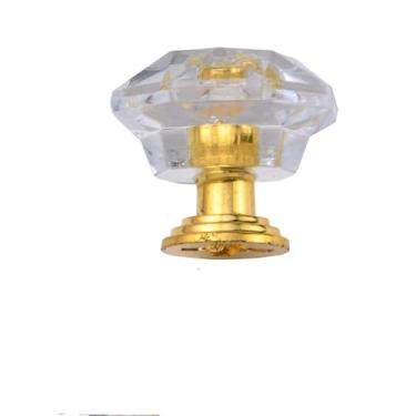 Imagem de Gaveta de cristal colorido, puxador de diamante, alça transparente, armário de porta, armário de gaveta, maçaneta de porta, alça de acrílico, alça de plástico, 12 peças (base dourada transparente)