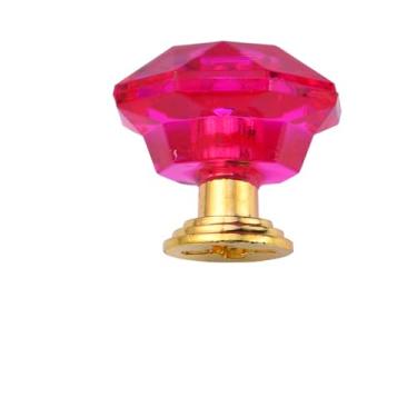 Imagem de Gaveta de cristal colorido, puxador de diamante, alça transparente, armário de porta, armário de gaveta, maçaneta de porta, alça de acrílico, alça de plástico, 12 peças (base ouro rosa vermelho)