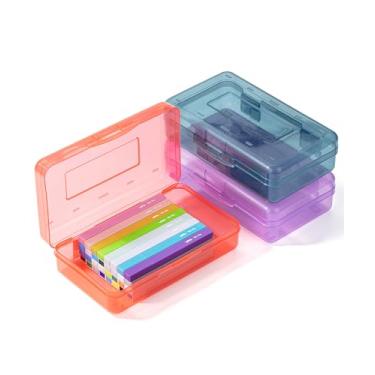 Imagem de Mr. Pen Caixa De Lápis, Pacote Com 3, Cores Sortidas, Estojo De Plástico Para Lápis, Estojo Para Lápis, Caixa De Giz De Cera, Estojo Para Lápis Para Crianças, Estojo Transparente, Estojo De Plástico