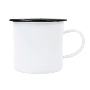 Imagem de QHJDZGSLZ 1 caneca de sublimação em branco esmaltada com borda preta acampamento viagem café caneca de metal 340 g pode ser usada como um presente para o Natal, Ação de Graças, Dia das Mães, Dia dos