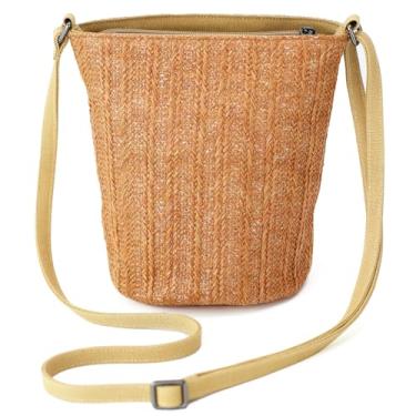 Imagem de BBORGDC Bolsa transversal cilíndrica feminina, Marrom palha