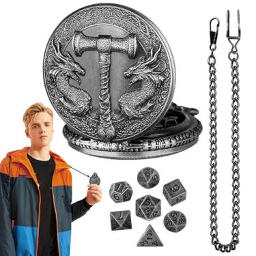 Imagem de Dados de relógio de bolso, relógio de bolso de dados | Dados pequenos ajustados com estojo de shell de relógio de bolso vintage,Acessórios para jogos de tabuleiro de gótico para crianças adultos