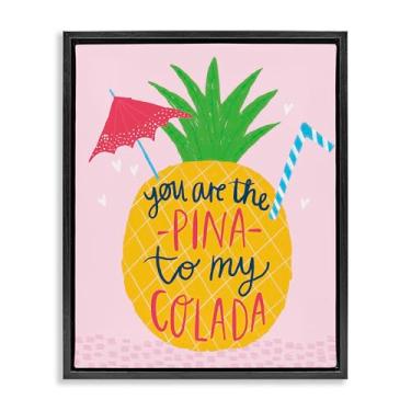 Imagem de Stupell Industries Tela emoldurada Pina To My Colada Black Floater Design de arte de parede por Lisa Barlow, 25 x 31