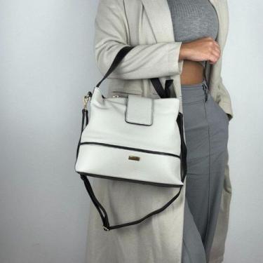 Imagem de Bolsa recuo em couro legitimo b.1082, Off preto