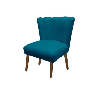 Imagem de Cadeira Pétala Flor Para Sala De Estar Penteadeira Salão Suede Azul Tu