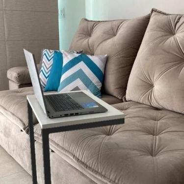 Imagem de Mesa Apoio Lateral Sofá Cama Notebook Aço E Mdf 40x30cm - Moveraço