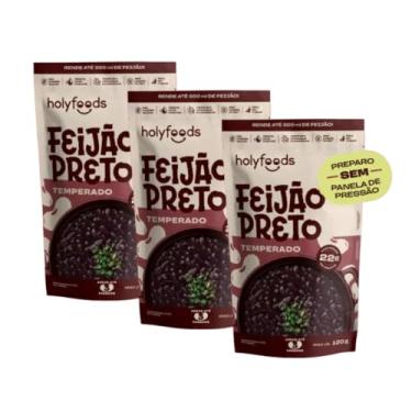Imagem de FEIJÃO PRETO TEMPERADO SEM PANELA DE PRESSÃO HOLYFOODS 120G - 3 UND