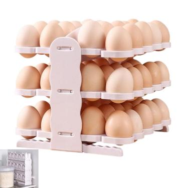 Imagem de Porta Ovos Suporte 60 Ovos Organizador 3 Andares Guarda Ovo Geladeira Restaurante Dobravel Mesa Bancada Cozinha Armario