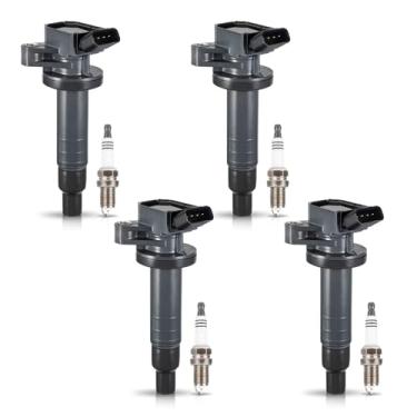 Imagem de ENA Conjunto de 4 bobinas de ignição e velas de ignição compatíveis com Toyota Corolla Celica GT Prizm Vibe Matrix XR MR2 Spyder 2000-2009 L4 1.8L substituição para UF247 C1249 UF315