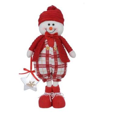 Imagem de Boneco de neve natal em pe com estrela (vermelho) 37cm