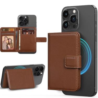 Imagem de LOHASIC Carteira removível compatível com MagSafe, 6+ porta-cartões PU couro vegano carteira magnética leve para iPhone 15/14/13/12 Pro Max Series, marrom