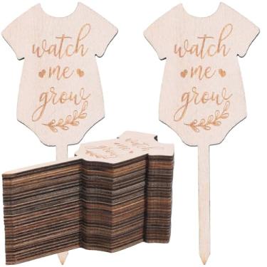 Imagem de GORGECRAFT 30 peças Watch Me Grow etiquetas de plantas suculentas roupas estacas de plantas de madeira presente berçário jardim marcador sinal para sementes vaso flores ervas professor apreciação
