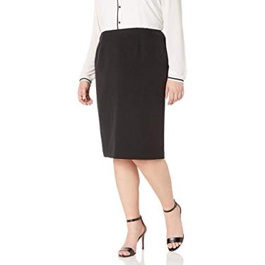 Imagem de Kasper Saia feminina plus size stretch crepe skimmer, Preto, 54