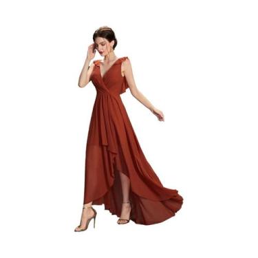 Imagem de Mgiacy-Surplice Frente Ruffle Guarnição Prom Dress, BR-P, rancho