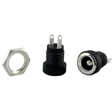Imagem de 10 conectores de alimentação CC soldados 5,5 x 2,5 mm fêmea DC cartucho conector de montagem em painel 022B