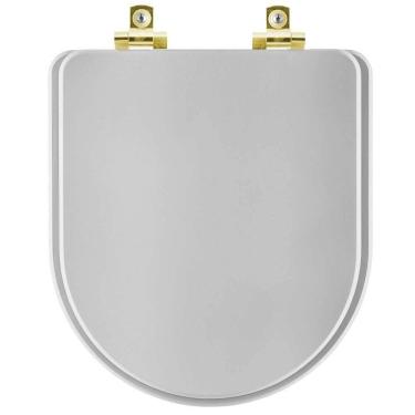 Imagem de Assento Sanitário Soft Close Carrara Cinza Real Para Vaso Deca Com Ferragem Dourada
