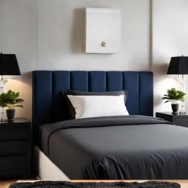 Imagem de Cabeceira Estofada Modular Cama Casal King 2,00mX45cm Módulos Adesivos (Azul)