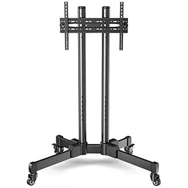 Imagem de Suporte de TV universal, suporte universal para TV, suportes e toca-discos, rodízios para a maioria dos suportes com rodas de TV de 81.3 cm-165.1 cm, com suporte de montagem plano e curvo, gravador de