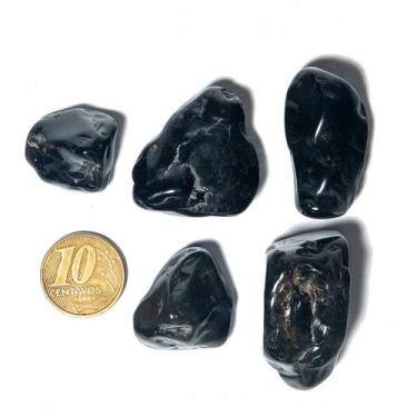 Imagem de 05 Unid Onix Preto Rolado Pedra Polido M 23mm Classe A - CristaisdeCur