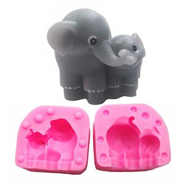 Imagem de MoldFun Molde de silicone 3D tamanho pequeno para mãe e bebê elefante para chá de bebê, sabonete, bomba de banho, chocolate, vela, fondant, decoração de topo de bolo, argila de polímero