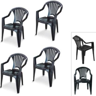 Imagem de Kit 4 Cadeira Poltrona Plástico Vime Multiuso Lazer Preta - Arqplast
