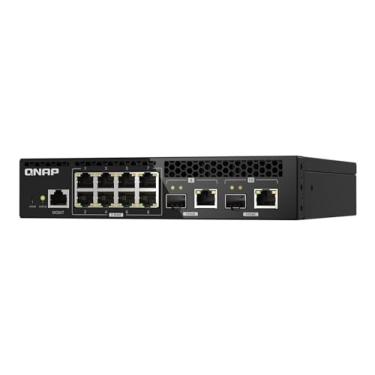 Imagem de QNAP Interruptor de montagem em rack QSW-M2108R-2C gerenciado pela Web, com duas portas combo SFP+/RJ45 de 10 GbE e oito portas Gigabit de 2,5