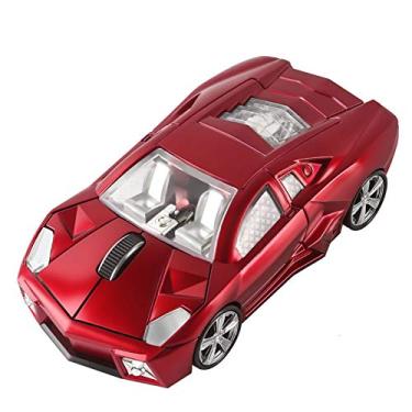 Imagem de Mouse óptico sem fio CHUYI Cool Sports 3D em formato de carro 2,4 GHz com 3 botões 1600 DPI sem fio para jogos e escritório, escola, casa, mouse com receptor USB para PC laptop e computador presente, Vermelho